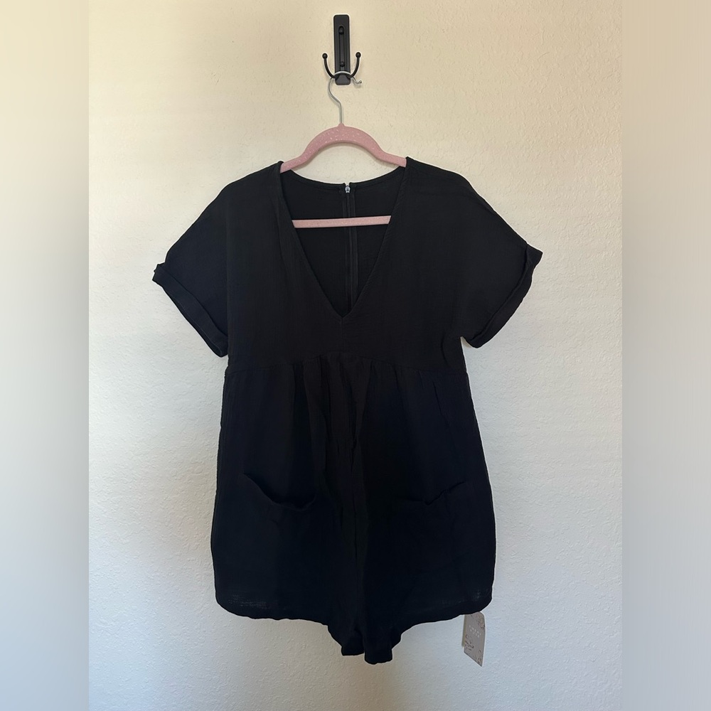 Casual Black Romper